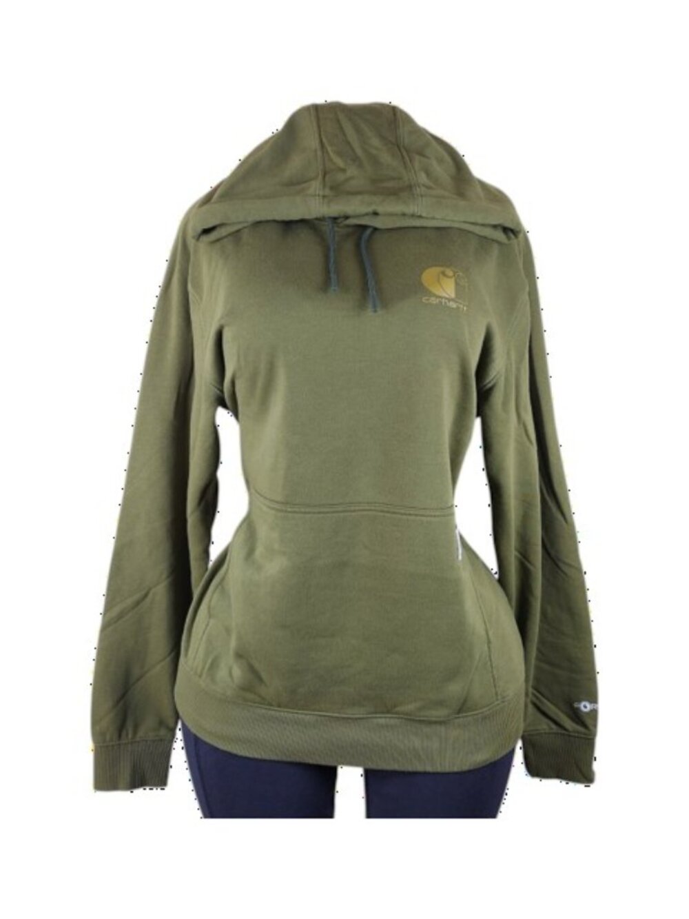 Carhartt Women's Olive Green Force Logo Pullover Classic Hoodie Size M